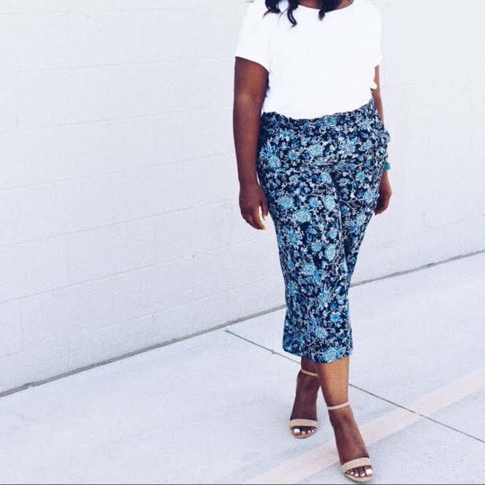 H&M Blue Floral Culottes